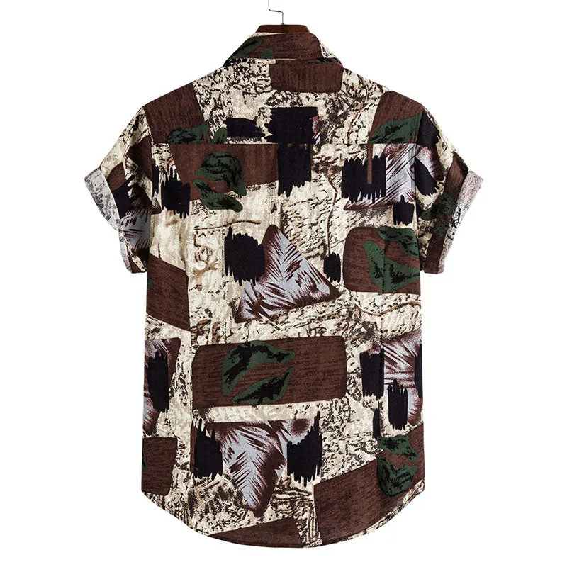 Cotton And Linen Printed Pocket Button-down Shirt sold by Shopnova product image thumbnail 2