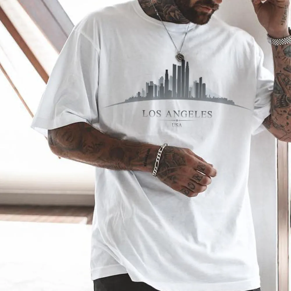 LA Letter Graphic Print Casual Men's T-Shirt sold by Shopnova product image thumbnail 3