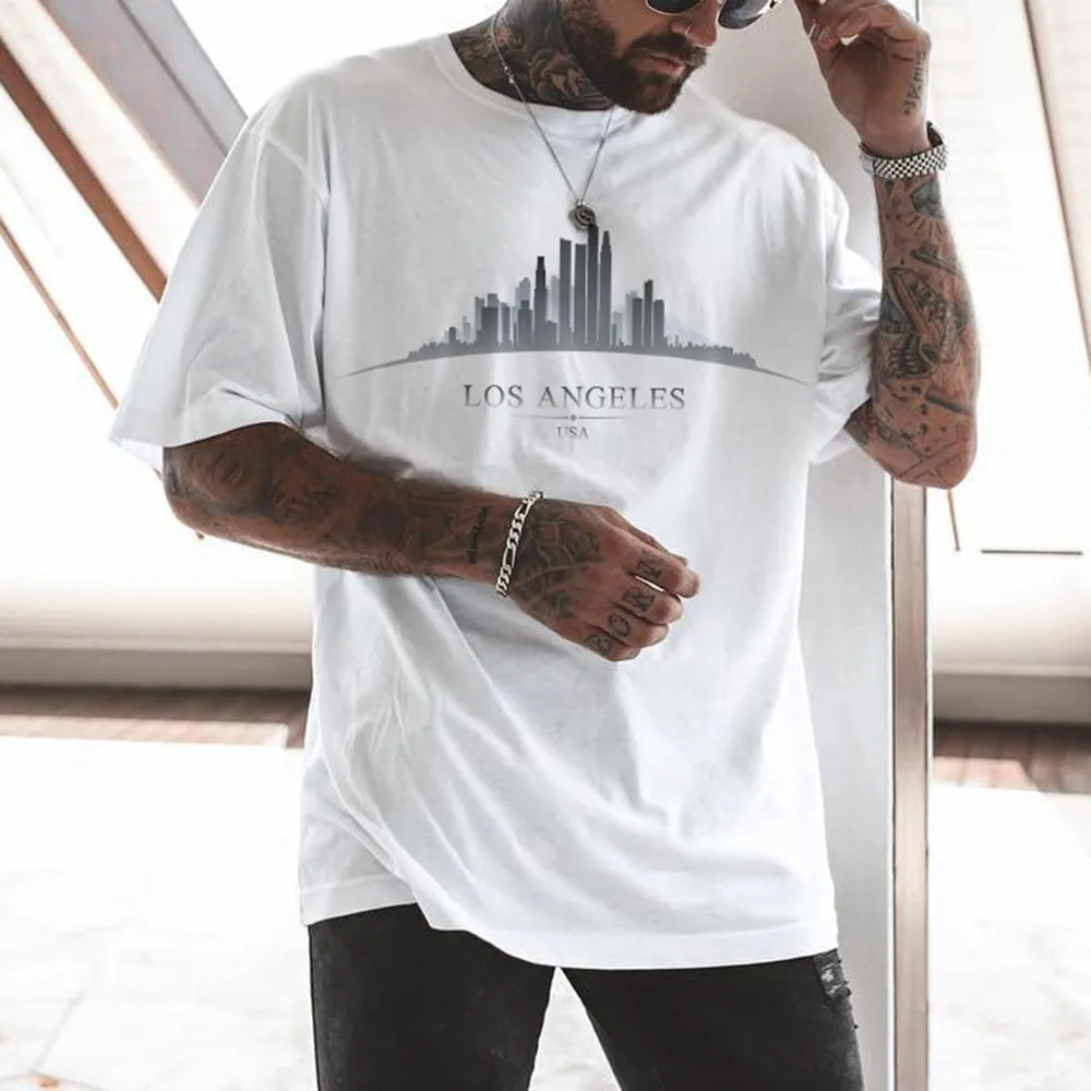 LA Letter Graphic Print Casual Men's T-Shirt sold by Shopnova