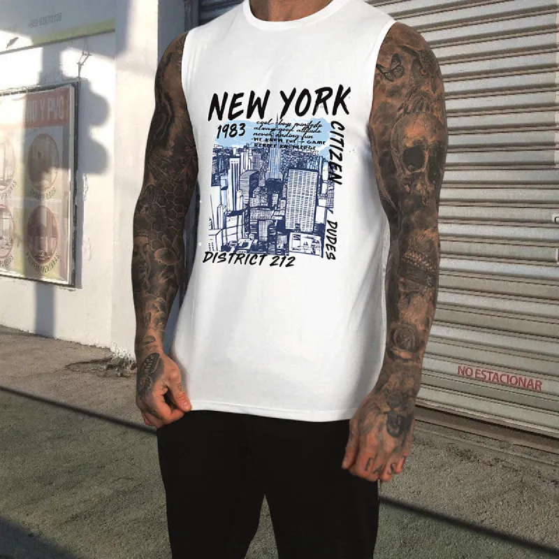 Men's New York City Print Tank Top-C sold by Shopnova