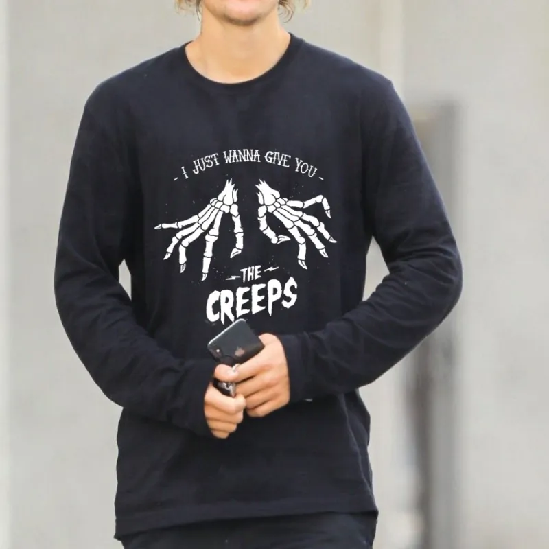 The Creeps Men's Long Sleeve Cotton T-shirt-B sold by Shopnova