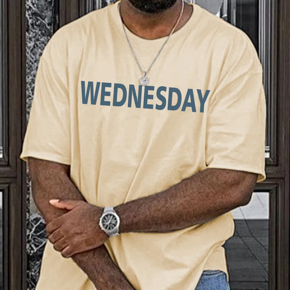 Wednesday Letters Print Short Sleeve Loose Men's T-Shirt sold by Shopnova product image thumbnail 2