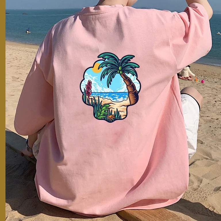 Palm Tree and Beach Print Men's Cotton T-shirt sold by Shopnova product image thumbnail 2