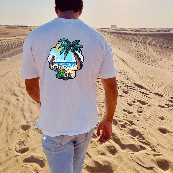Palm Tree and Beach Print Men's Cotton T-shirt sold by Shopnova product image thumbnail 4
