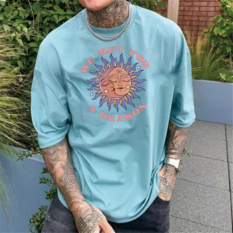 Sun Moon Graphic Print Casual Men's T-Shirt sold by Shopnova