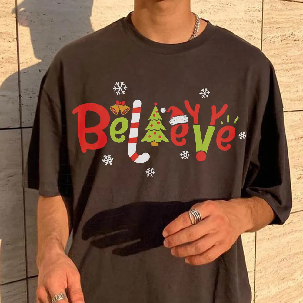 Christmas Men's Believe Faith Casual T-Shirts sold by Shopnova product image thumbnail 2