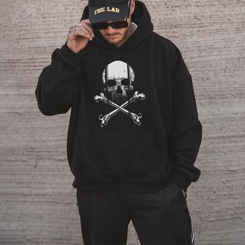 Skull Graphic Print Men's Hoodie Sweatshirt sold by Shopnova