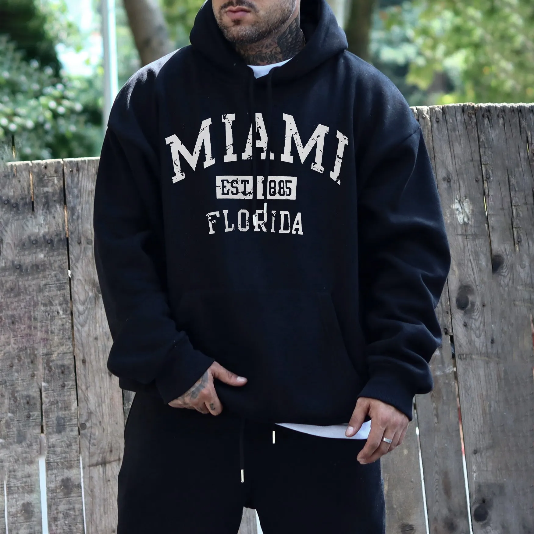 Miami Men's Casual Streestwear Hoodies sold by Shopnova