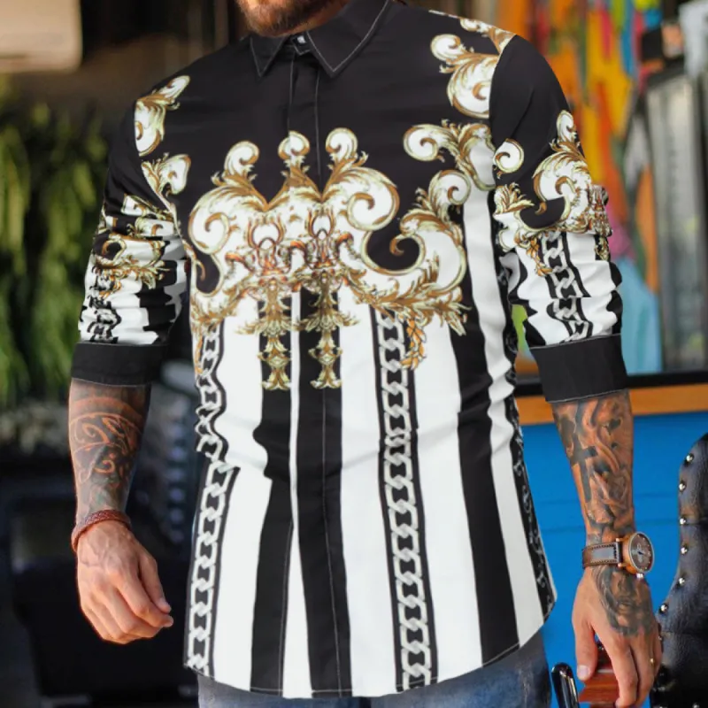 Men's Luxury Striped Button Down Long Sleeve Shirts sold by Shopnova