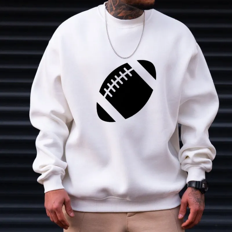Black Football Print Crew Neck Sweatshirt sold by Shopnova