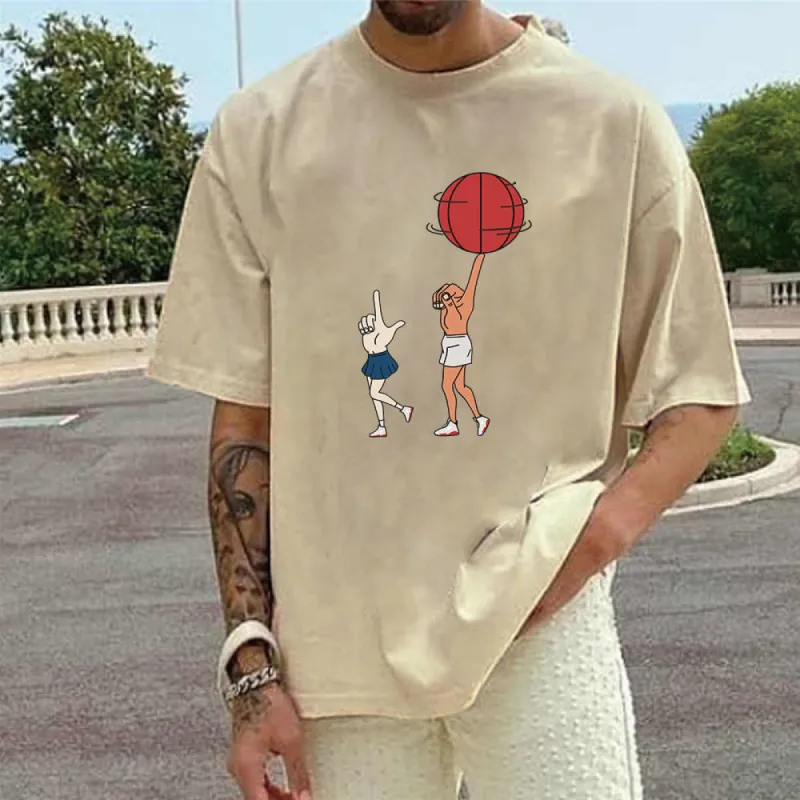 Basketball Sports Graphic Fun Print Short Sleeve Men's T-Shirt sold by Shopnova