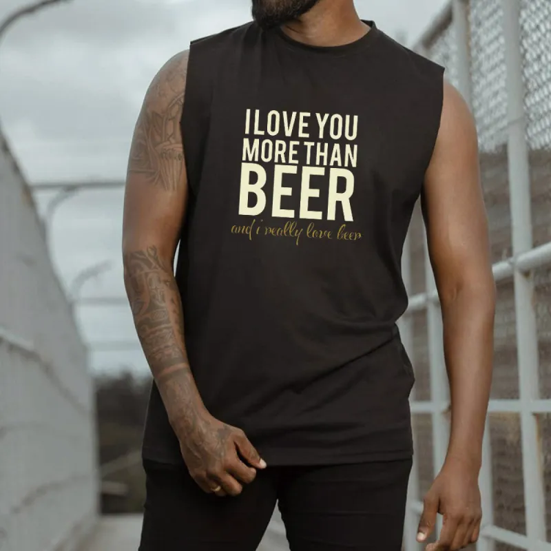 Beer Alphabet Graphic Print Casual Loose Men's Tank Top sold by Shopnova