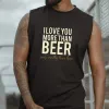 Beer Alphabet Graphic Print Casual Loose Men's Tank Top sold by Shopnova