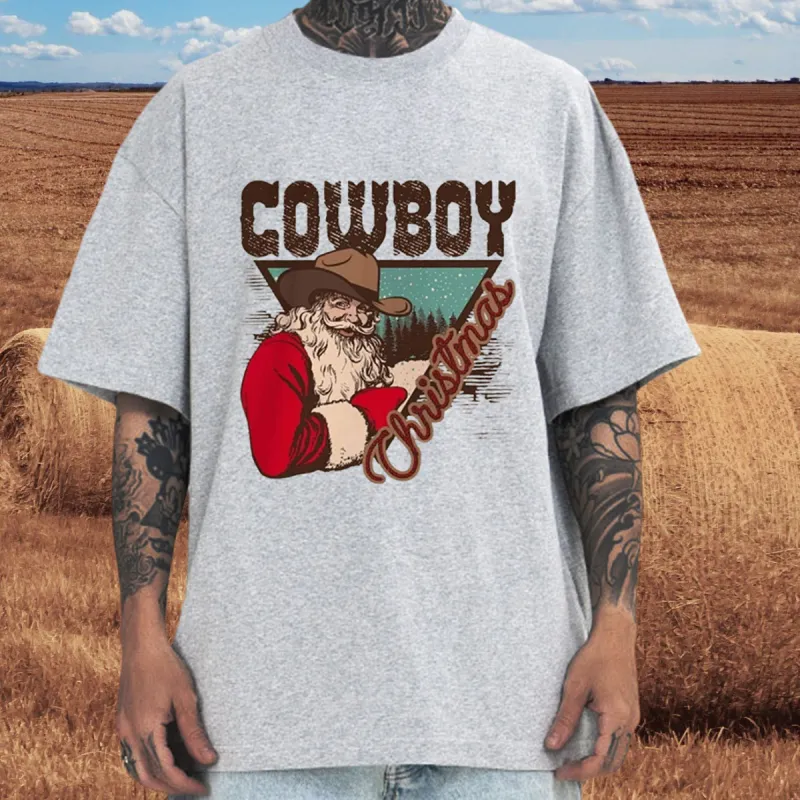 Christmas Cowboy Men's Cotton T-shirt sold by Shopnova