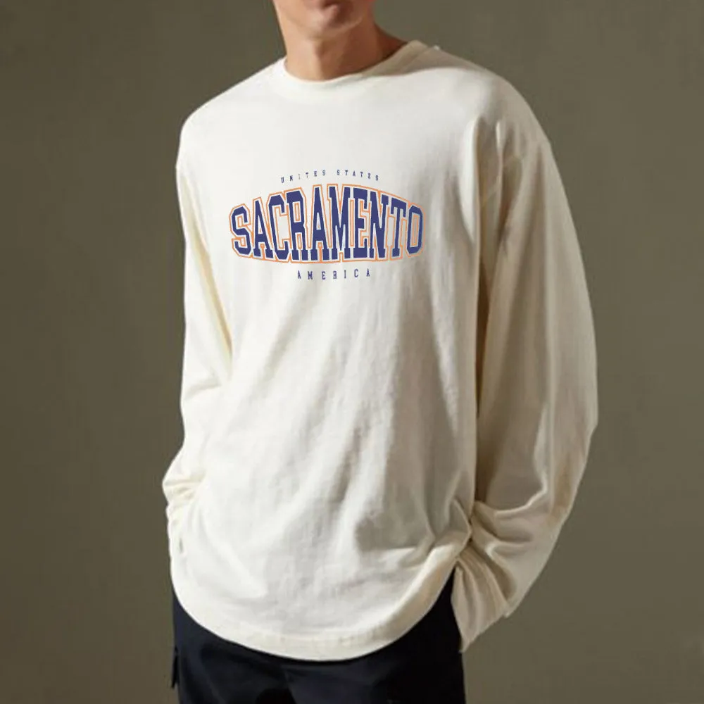 Sacramento USA Men's Loose Fit Long Sleeve T-Shirts-B sold by Shopnova