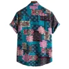 Cotton And Linen Printed Pocket Button-down Shirt sold by Shopnova