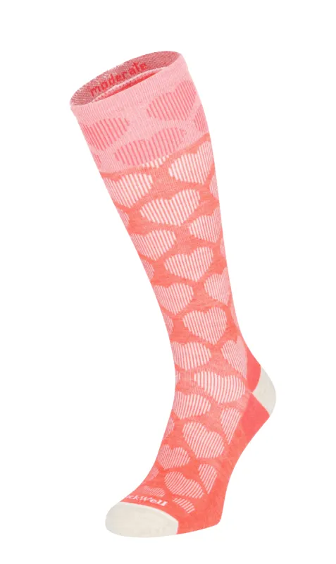 Heart Throb Women Moderate Compression Socks Guava sold by Sockwell