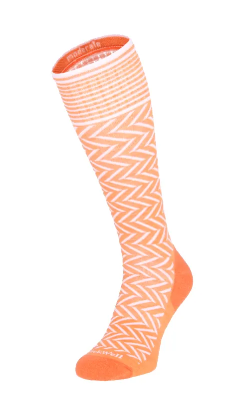 Chevron Women Moderate Compression Socks Apricot sold by Sockwell