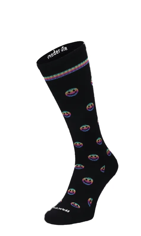 Smiley Women Moderate Compression Socks Black sold by Sockwell