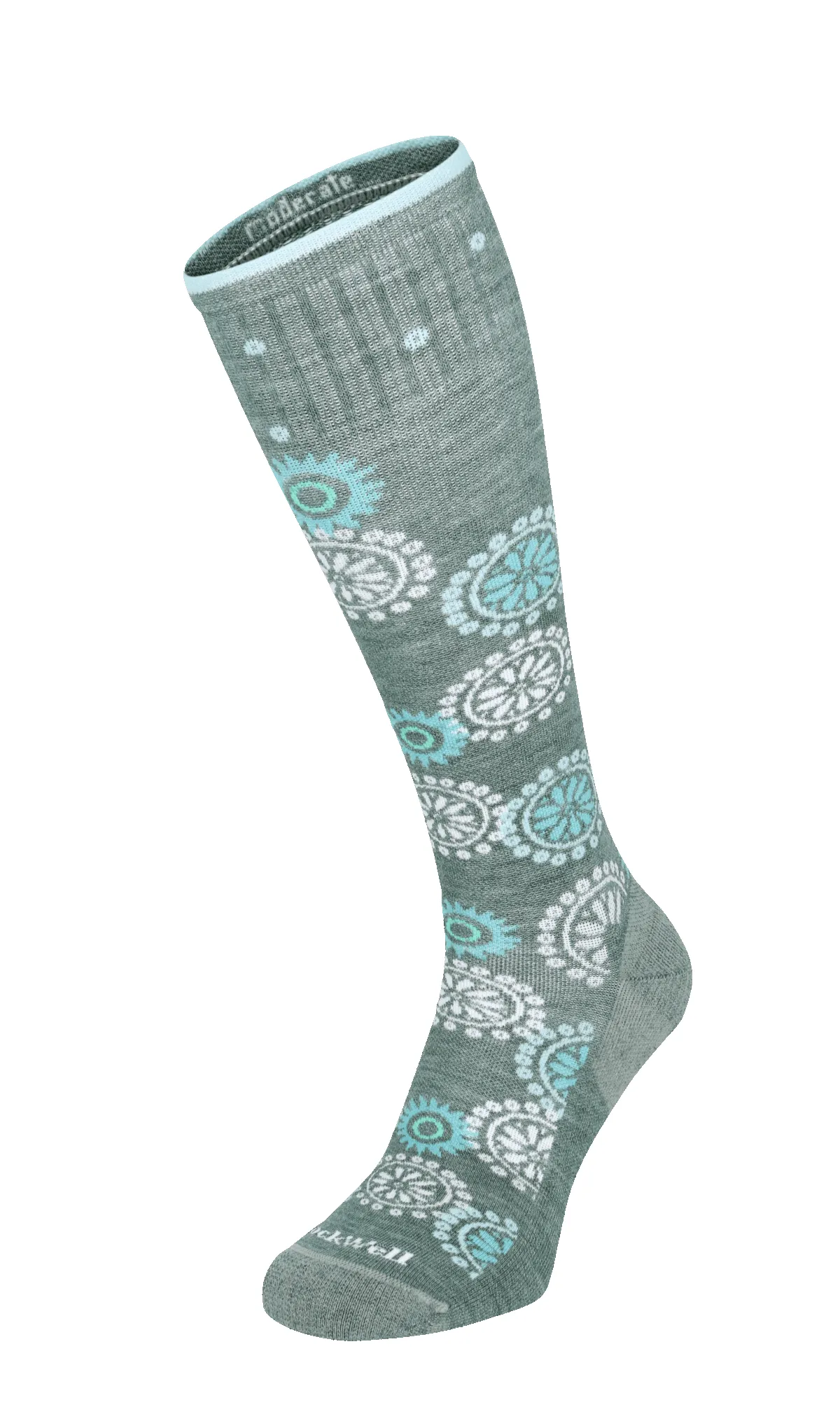 Block Print Women Moderate Compression Socks Juniper sold by Sockwell