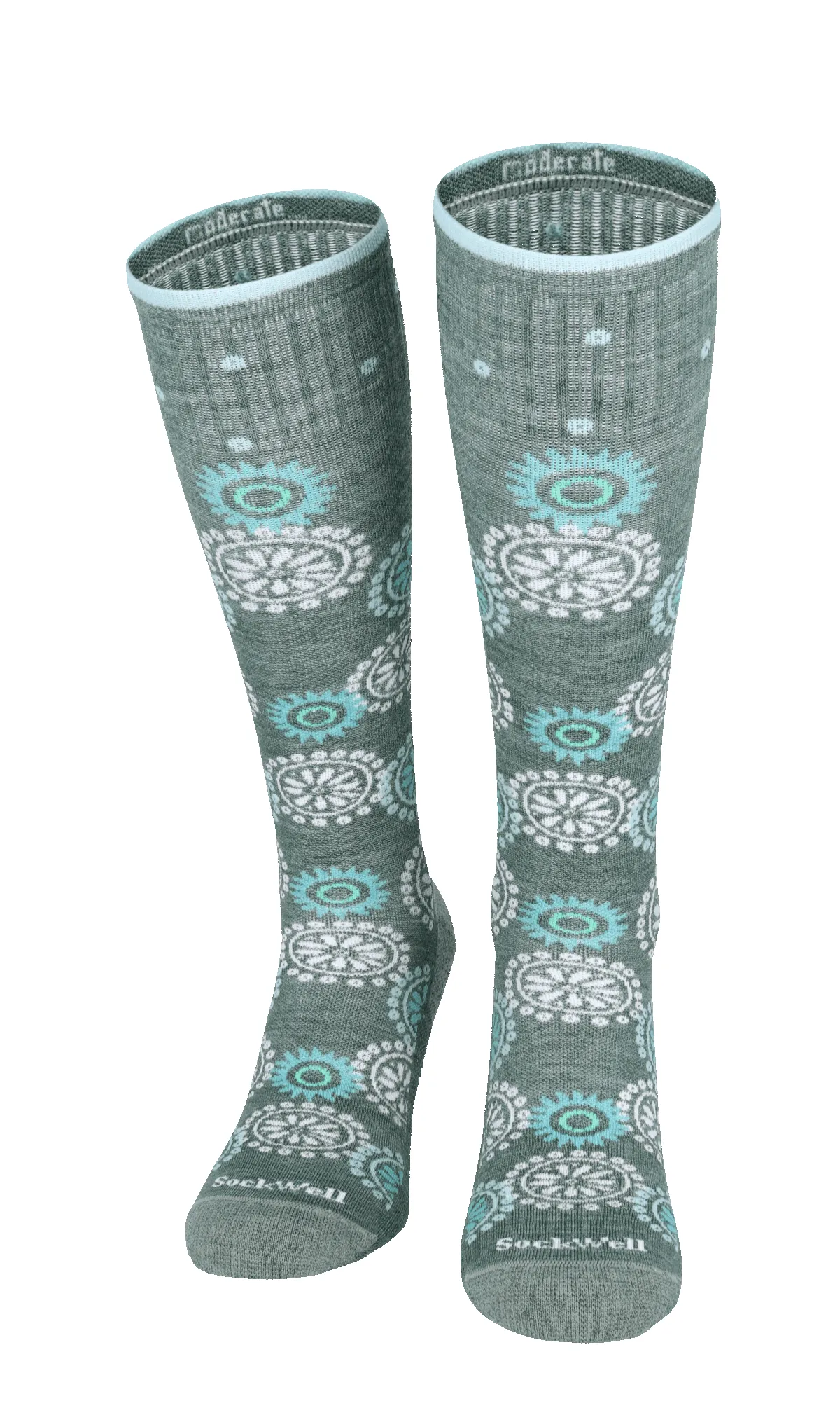 Block Print Women Moderate Compression Socks Juniper sold by Sockwell product image thumbnail 2
