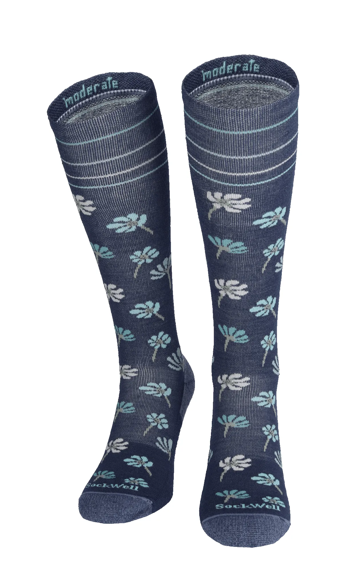 Field Flower Women Moderate Compression Socks Denim sold by Sockwell product image thumbnail 2