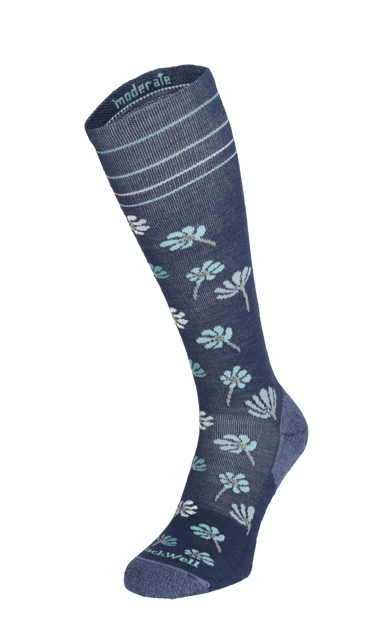 Field Flower Women Moderate Compression Socks Denim sold by Sockwell