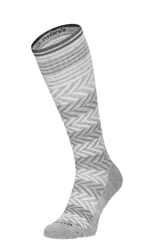 Chevron Women Moderate Compression Socks Grey sold by Sockwell
