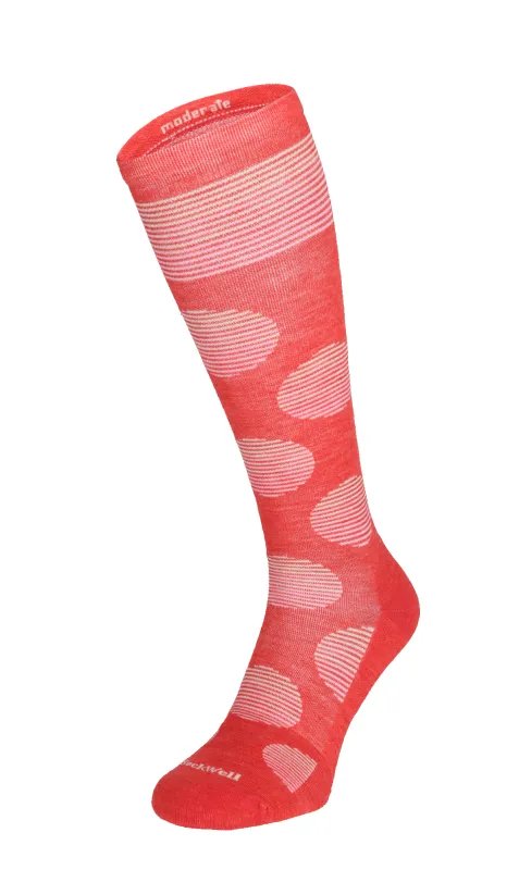 Featherweight Dot Women Moderate Compression Socks Poppy sold by Sockwell