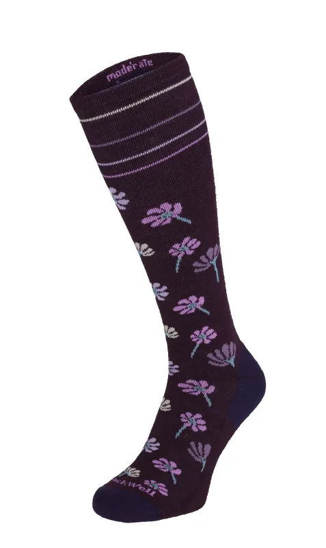 Field Flower Women Moderate Compression Socks Blackberry sold by Sockwell