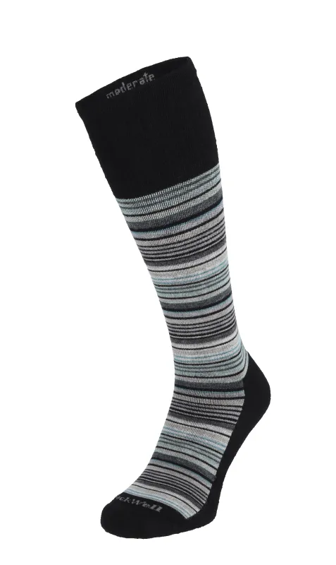 Sunset Stripe Men Moderate Compression Socks Black sold by Sockwell