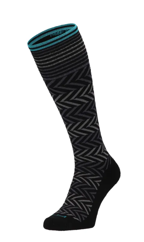 Chevron Women Moderate Compression Socks Black sold by Sockwell