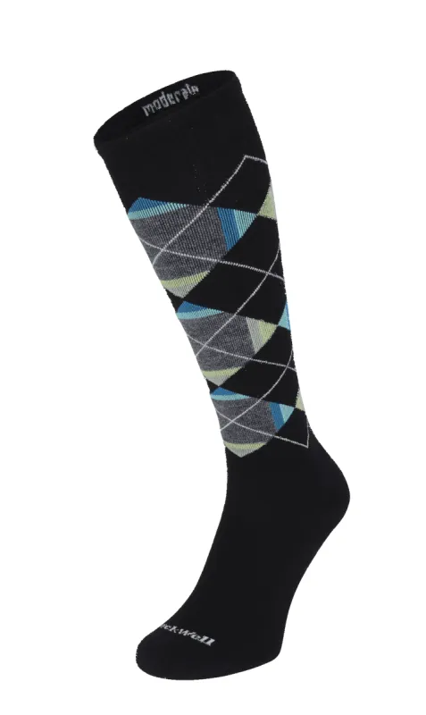 Prism Argyle Men Moderate Compression Socks Black sold by Sockwell