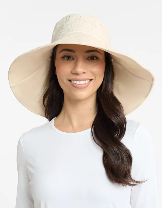 Ultra Wide Brim Broderie Sun Hat UPF 50+ sold by Solbari