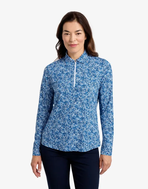 Long Sleeve Printed Zip Polo Shirt UPF 50+ sold by Solbari