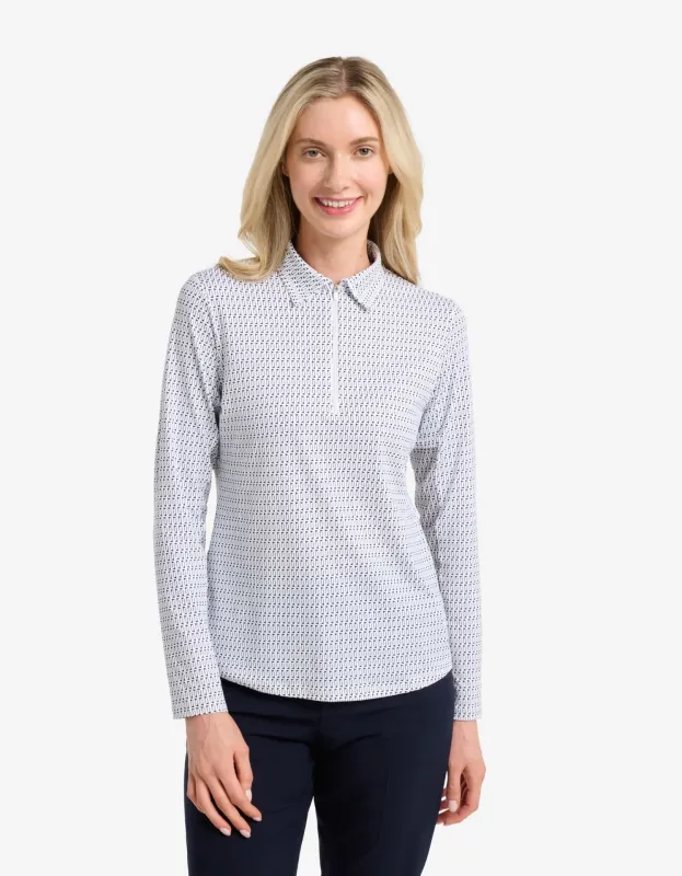 Long Sleeve Printed Zip Polo Shirt UPF 50+ sold by Solbari