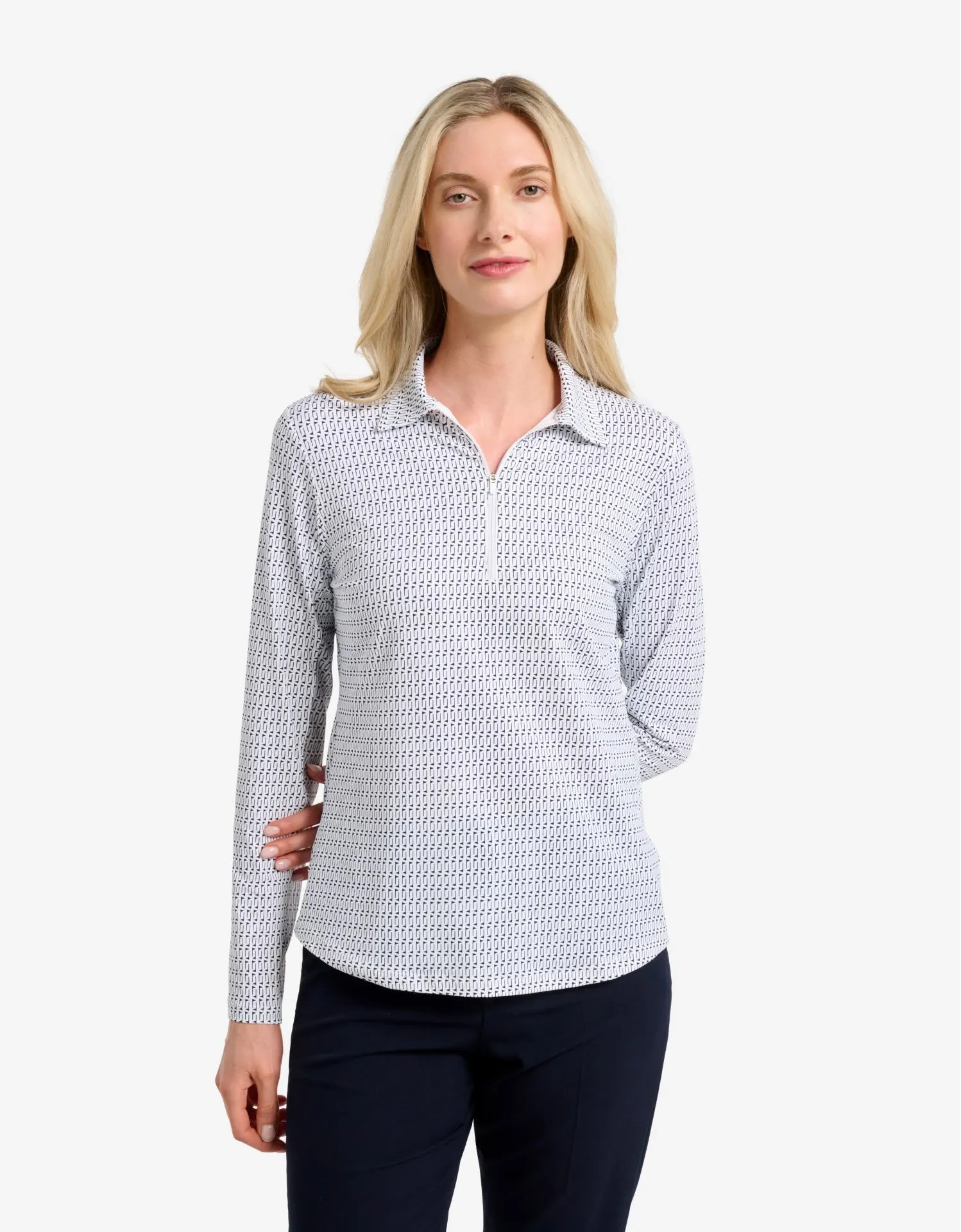 Long Sleeve Printed Zip Polo Shirt UPF 50+ sold by Solbari product image thumbnail 4