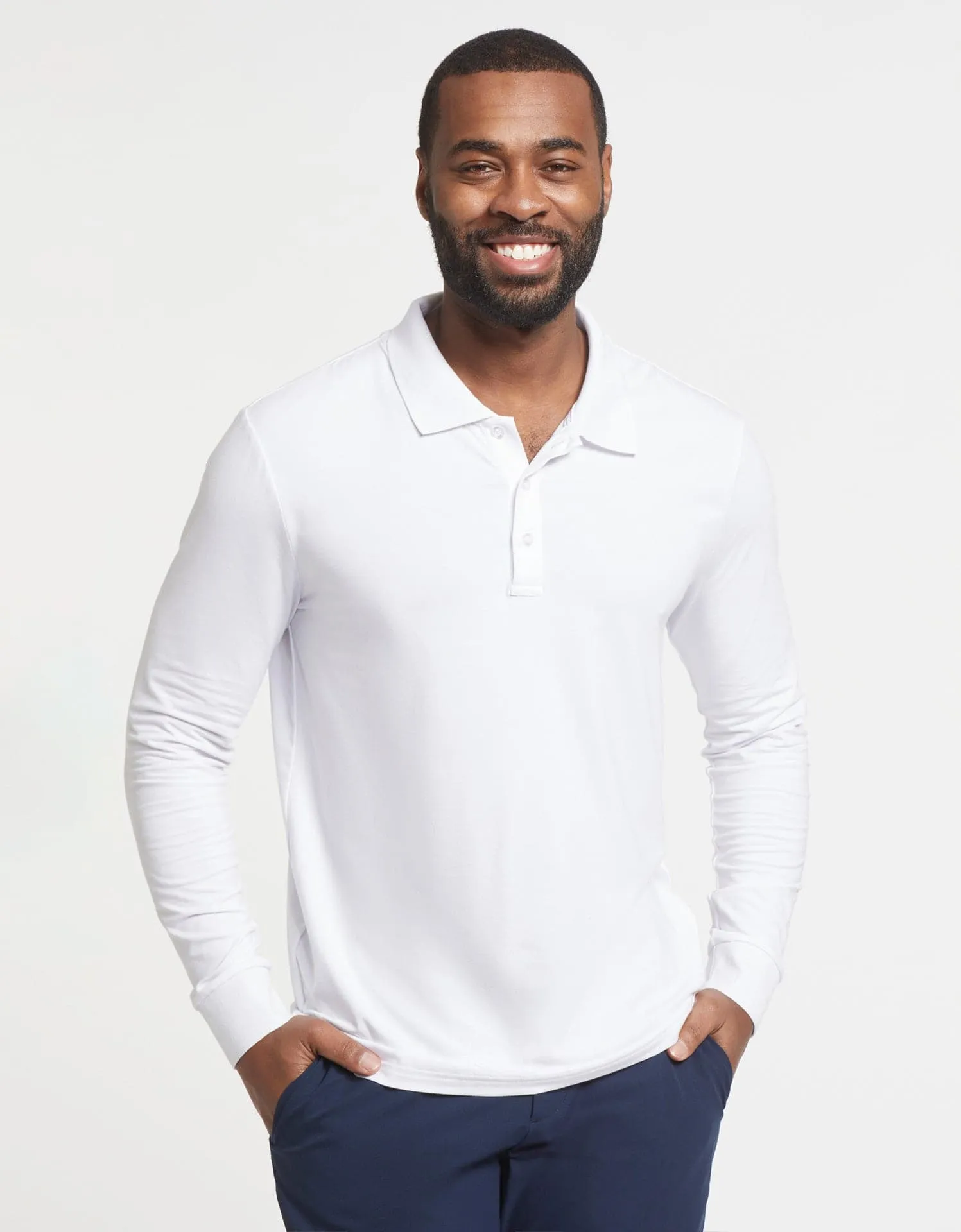 Long Sleeve Rib Collar Polo Shirt UPF 50+ Sensitive Collection sold by Solbari product image thumbnail 4