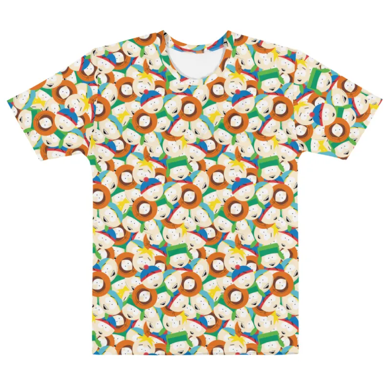 South Park Character Faces Tossed Pattern Adult All-Over Print T-Shirt sold by South Park Shop