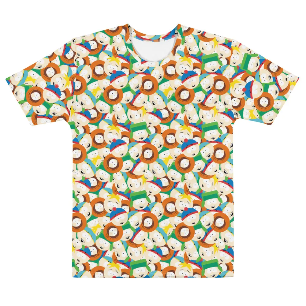 South Park Character Faces Tossed Pattern Adult All-Over Print T-Shirt sold by South Park Shop