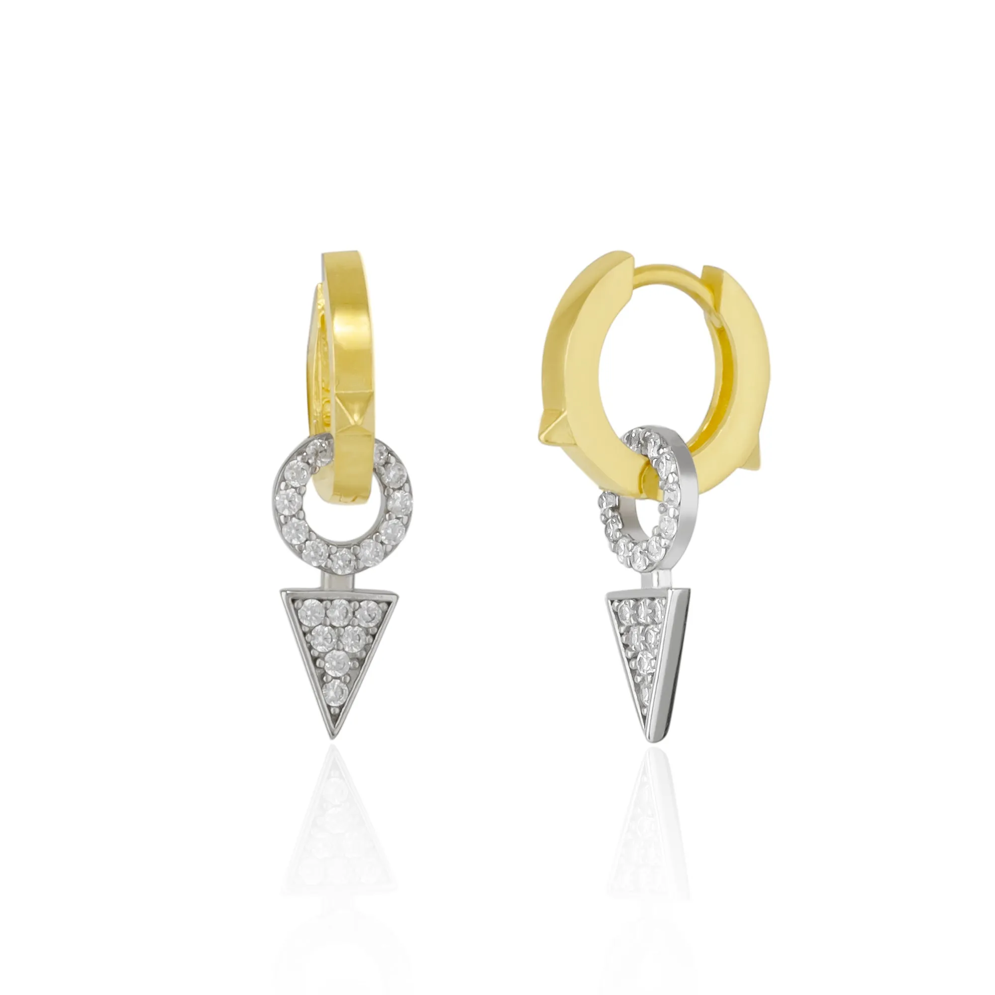 Sterling Silver Triangle Pave Hoop Earrings sold by Spero London