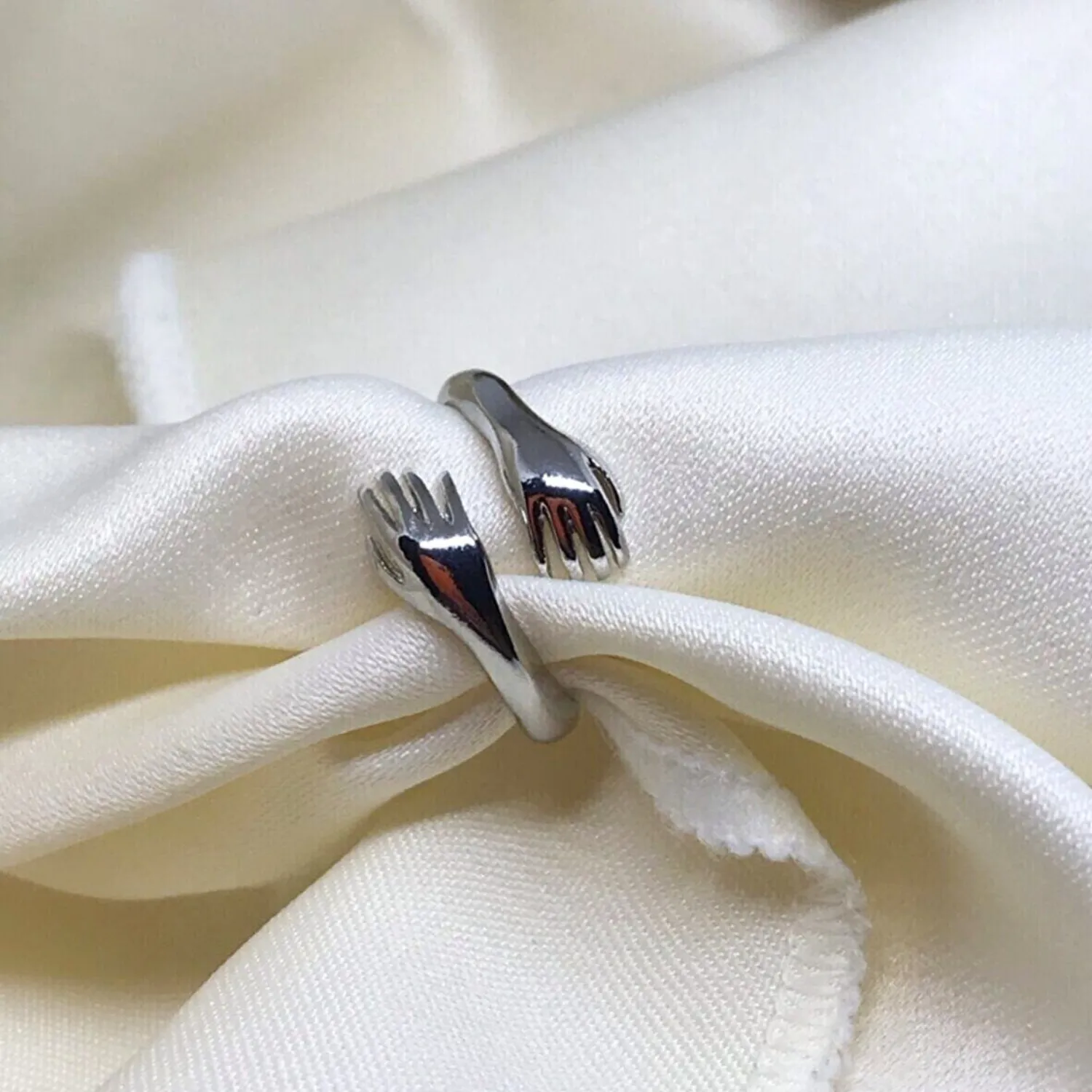 Hug Ring With Hands Sterling Silver and Gold Plated sold by Spero London product image thumbnail 5