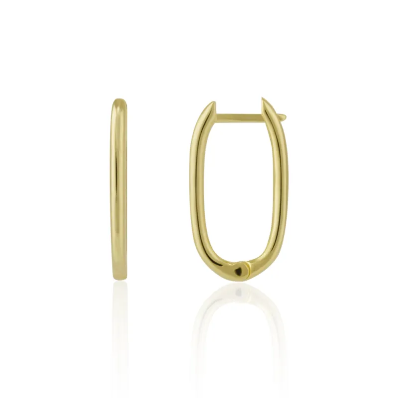 Oval Rectangular Sterling Silver Hoop Earrings sold by Spero London