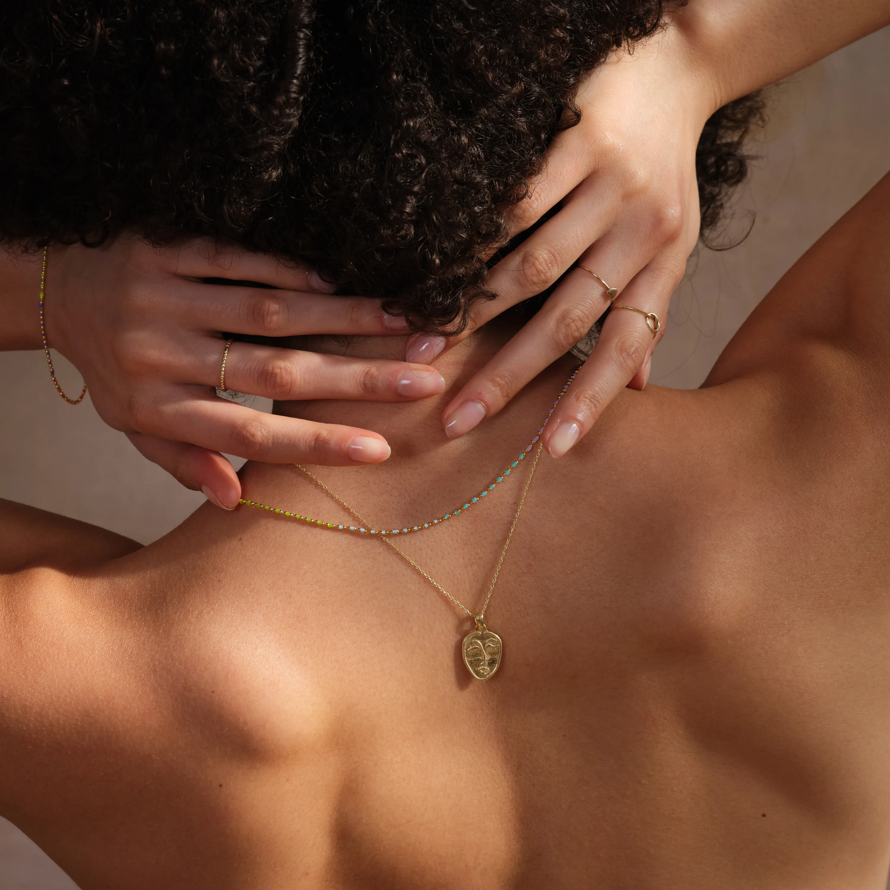 Abstract Face Monogram and Enamel Mine Sterling Silver Necklace Set sold by Spero London product image thumbnail 2