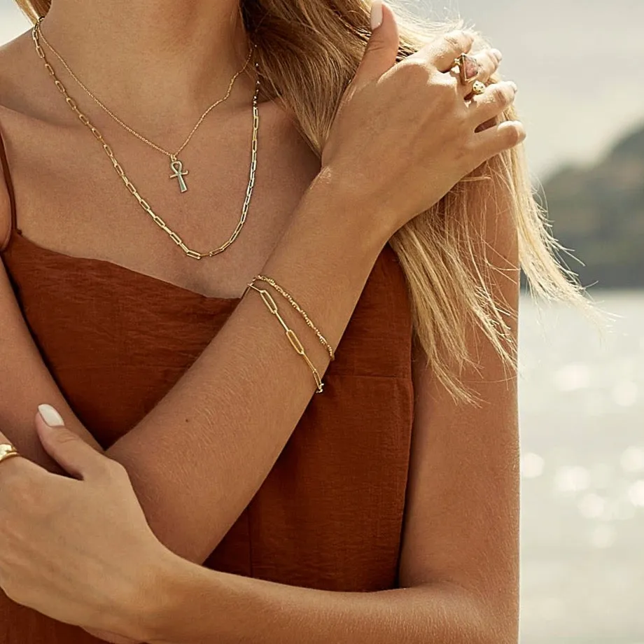 Bead Chain Twisted and Large Rectangular Chain Sterling Silver Bracelet Set sold by Spero London product image thumbnail 4