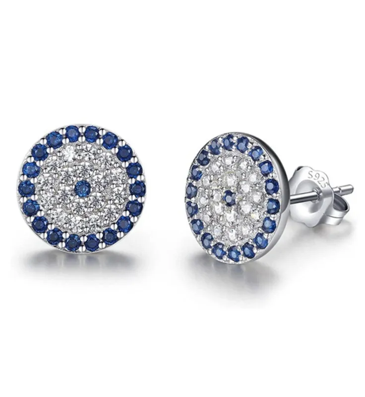 Evil Eye Sterling Silver Stud Earrings sold by Spero London
