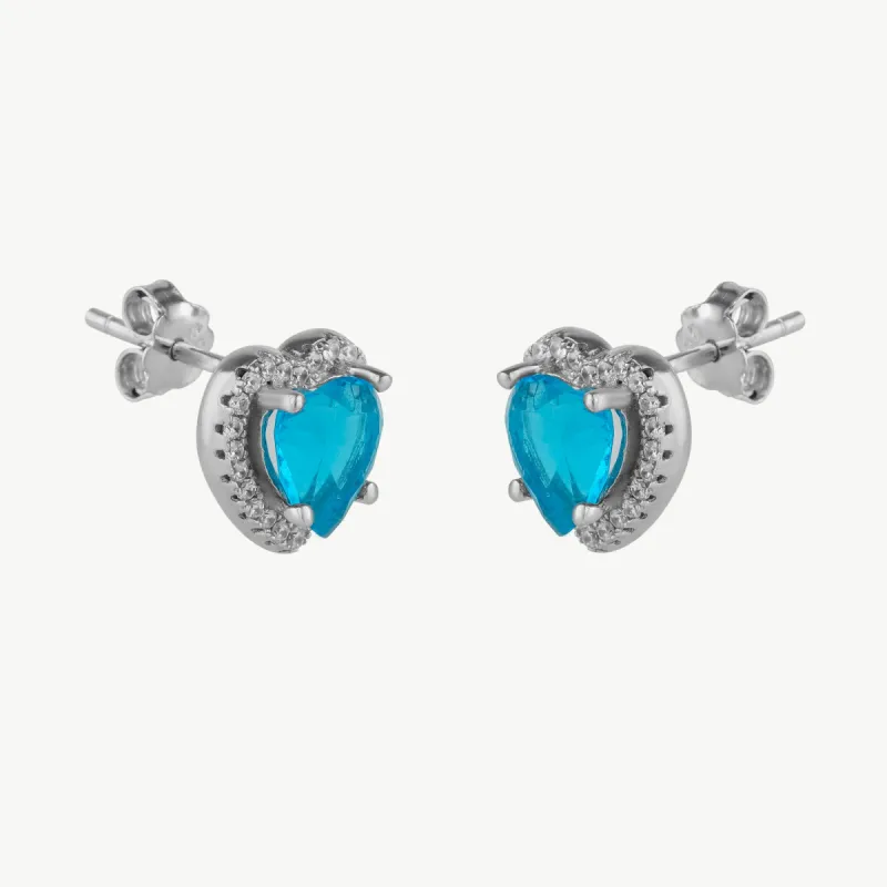 Heart Of Ocean Blue Sterling Silver Stud Earrings sold by Spero London