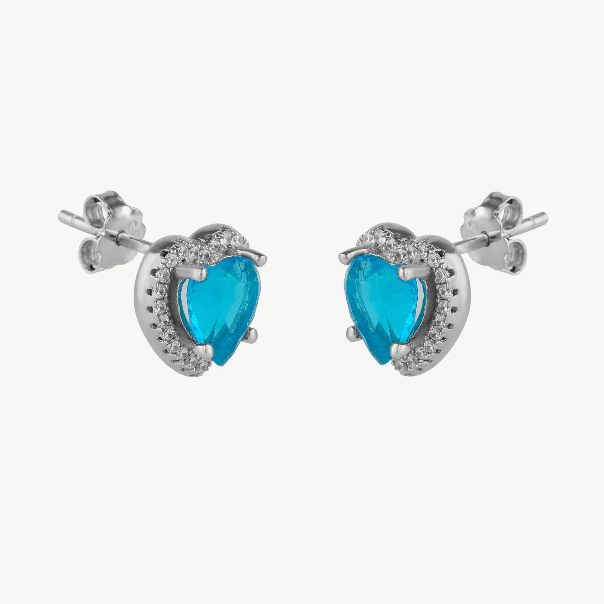 Heart Of Ocean Blue Sterling Silver Stud Earrings sold by Spero London