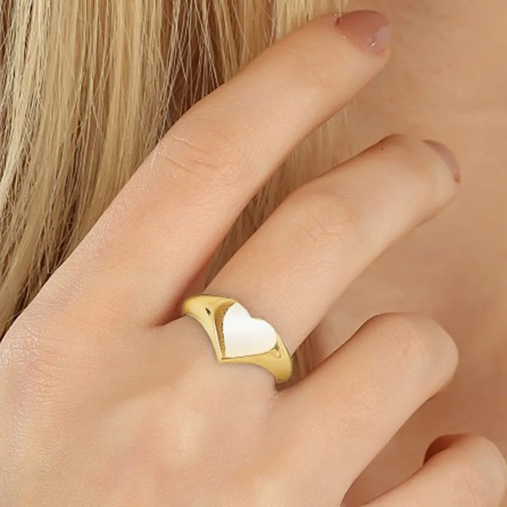 Sterling Silver Heart Love Signet Ring sold by Spero London product image thumbnail 4