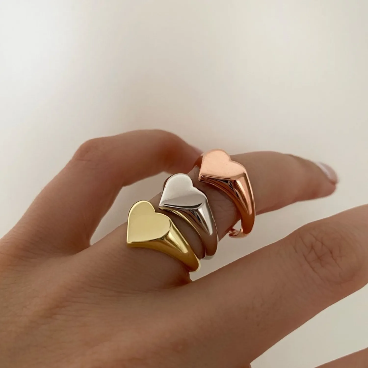 Sterling Silver Heart Love Signet Ring sold by Spero London product image thumbnail 3